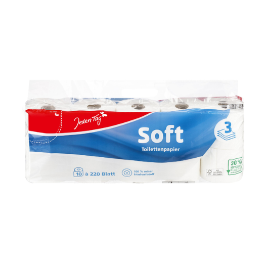 Jeden Tag Soft Toilettenpapier 3-lagig 10 x 220 Blatt