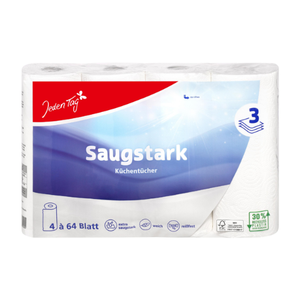 Jeden Tag Küchentücher Saugstark 4 x 64 Blatt